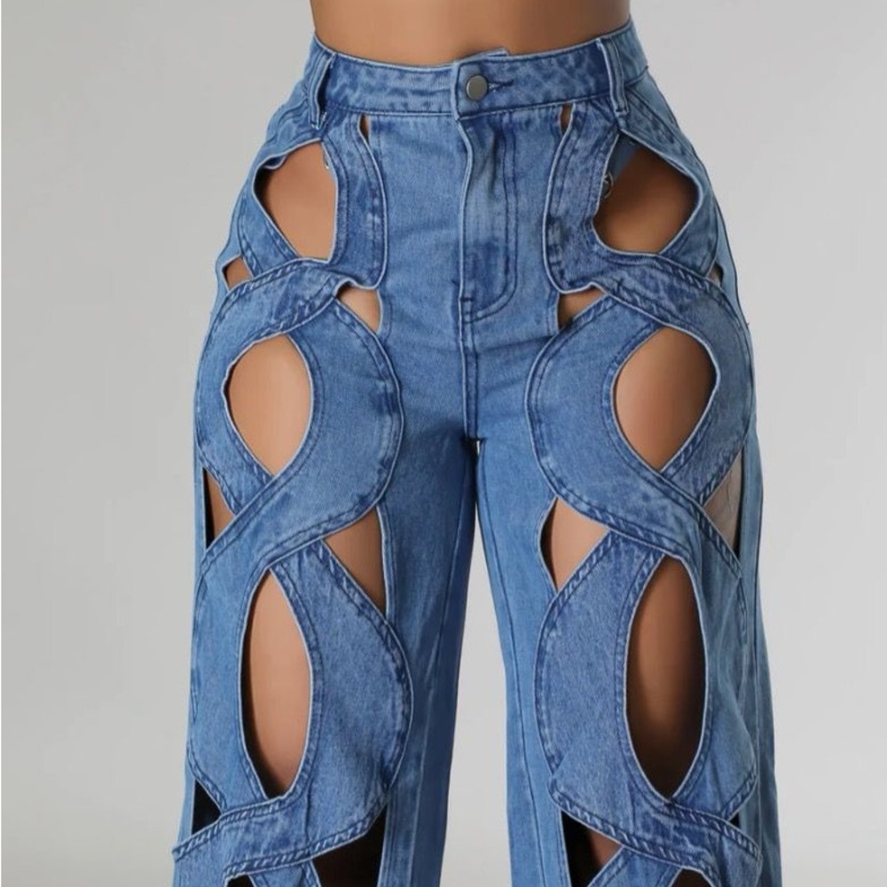 Denim open leg jeans
